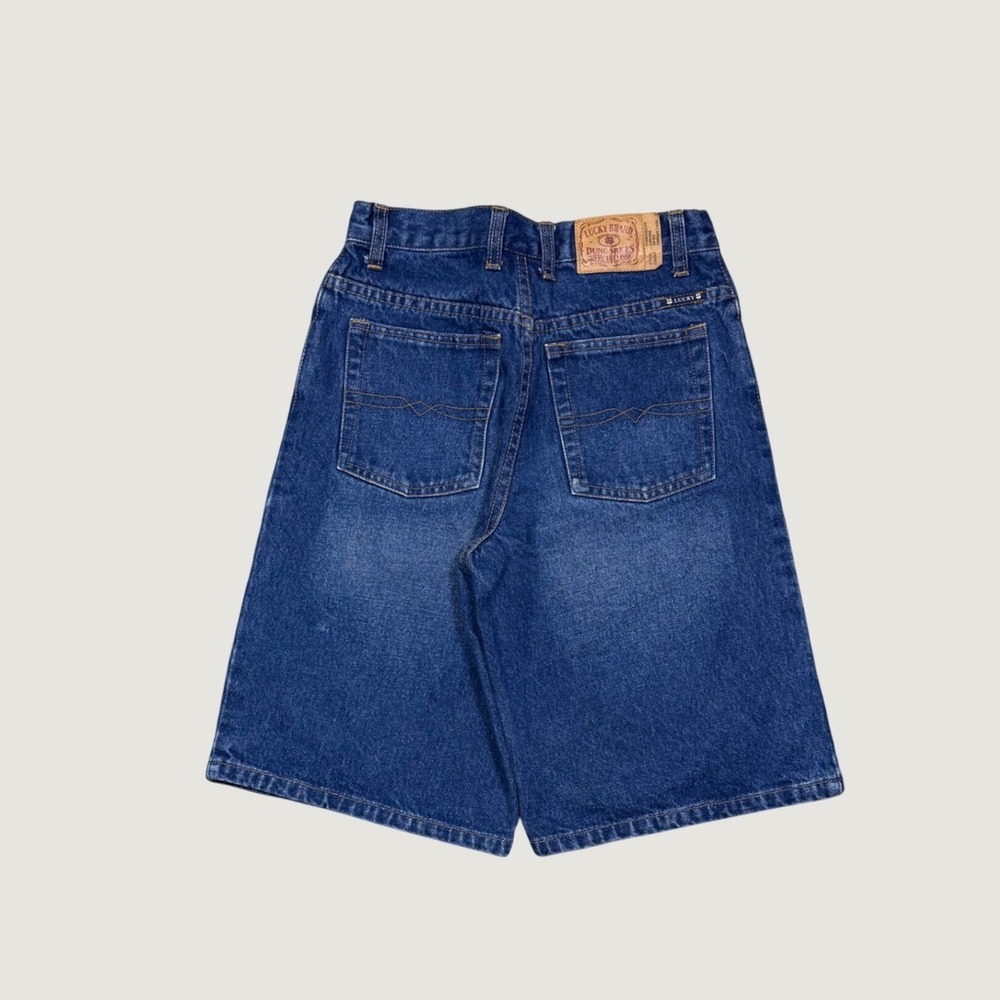 Lucky Brand Dungarees Giant Oversized Denim Shorts Vintage Dark Wash Mens 28